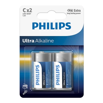 Philips LR14E2B/10 - 2 gab Alkaline baterija C ULTRA ALKALINE 1,5V 7500mAh