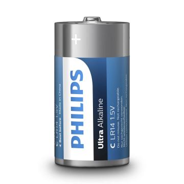 Philips LR14E2B/10 - 2 gab Alkaline baterija C ULTRA ALKALINE 1,5V 7500mAh