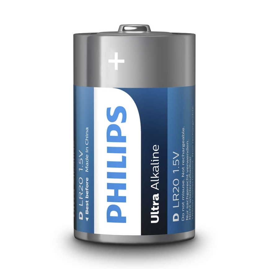 Philips LR20E2B/10 - 2 gab Alkaline baterija D ULTRA ALKALINE 1,5V 15000mAh