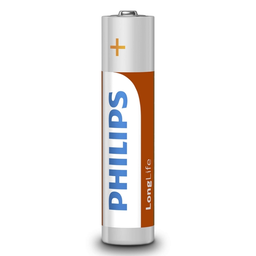 Philips R03L4B/10 - 4 gab  Cinka hlorīda baterija AAA LONGLIFE 1,5V 450mAh