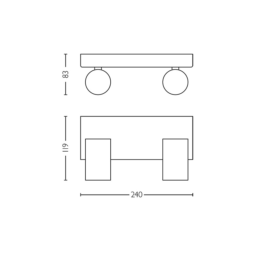 Philips - Vannas istabas starmetis IDRIS 2xGU10/5W/230V IP44 melna