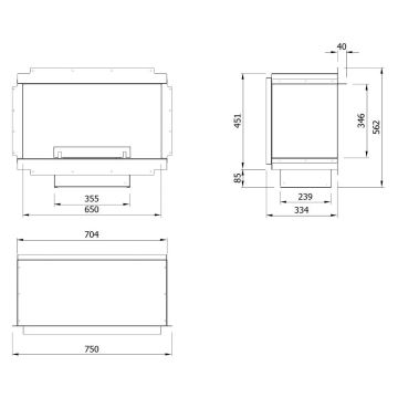 Planika - Iebūvējams universiāls BIO kamīns ar tālvadības pulti 56,2x75 cm 2,5kW/230V