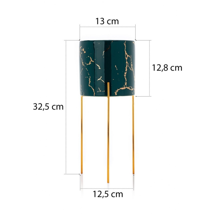 Puķu statīvs NILA 32,5x13 cm zaļš/zelta