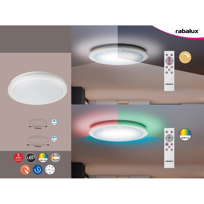 Rabalux - LED Aptumšojama griestu lampa ar tālvadības pulti RGB LED/32W/230V