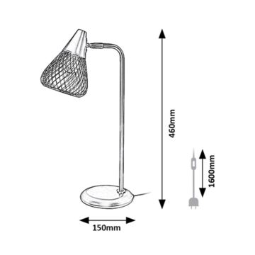 Rabalux 3182 - Galda lampa 1xE14/25W/230V pelēka