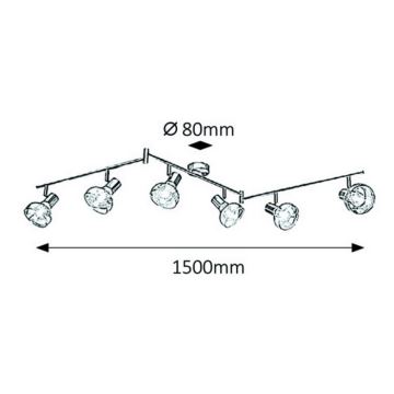 Rabalux 5562 - Lampa HOLLY 6xE14/40W/230V spīdīgi hromēts