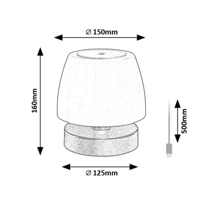 Rabalux - LED Aptumšojama galda lampa LED/3W/5V 2000 mAh IP44