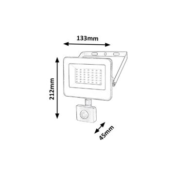 Rabalux - LED Prožektors ar sensoru LED/30W/230V 4000K IP44 melna