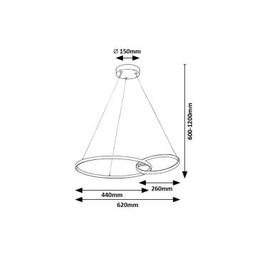 Rabalux - LED Lustra ar auklu LED/36W/230V melna/zelta