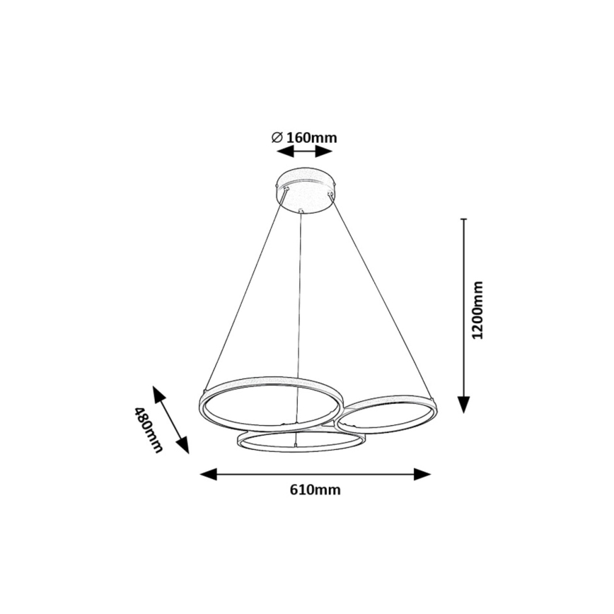 Rabalux - LED Lustra ar auklu LED/38W/230V melna