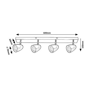 Rabalux - Starmetis 4xGU10/5W/230V balta