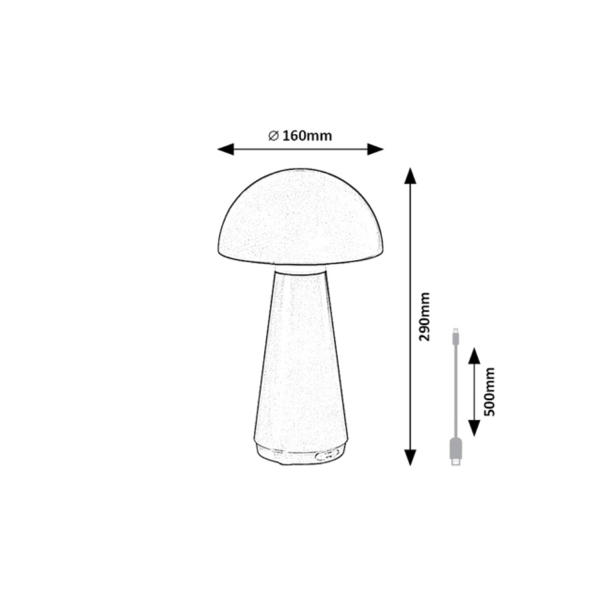 Rabalux - LED Āra aptumšojama skārienvadāma uzlādējama galda lampa LED/3W/5V 2000mAh IP44