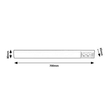 Rabalux - LED Virtuves zem skapīša lampa ar 2 kontaktligzdām LED/15W/230V 4000K 70 cm balta