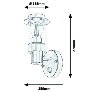 Rabalux - Āra sienas gaismeklis  ar sensoru 1xE27/20W/230V IP44