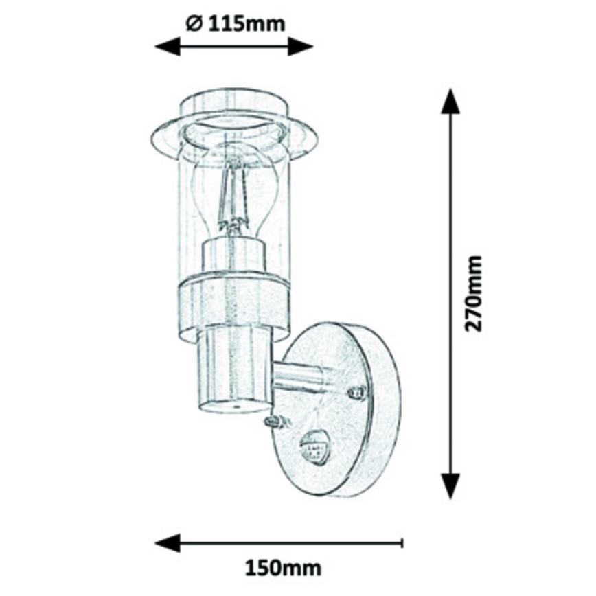 Rabalux - Āra sienas gaismeklis  ar sensoru 1xE27/20W/230V IP44