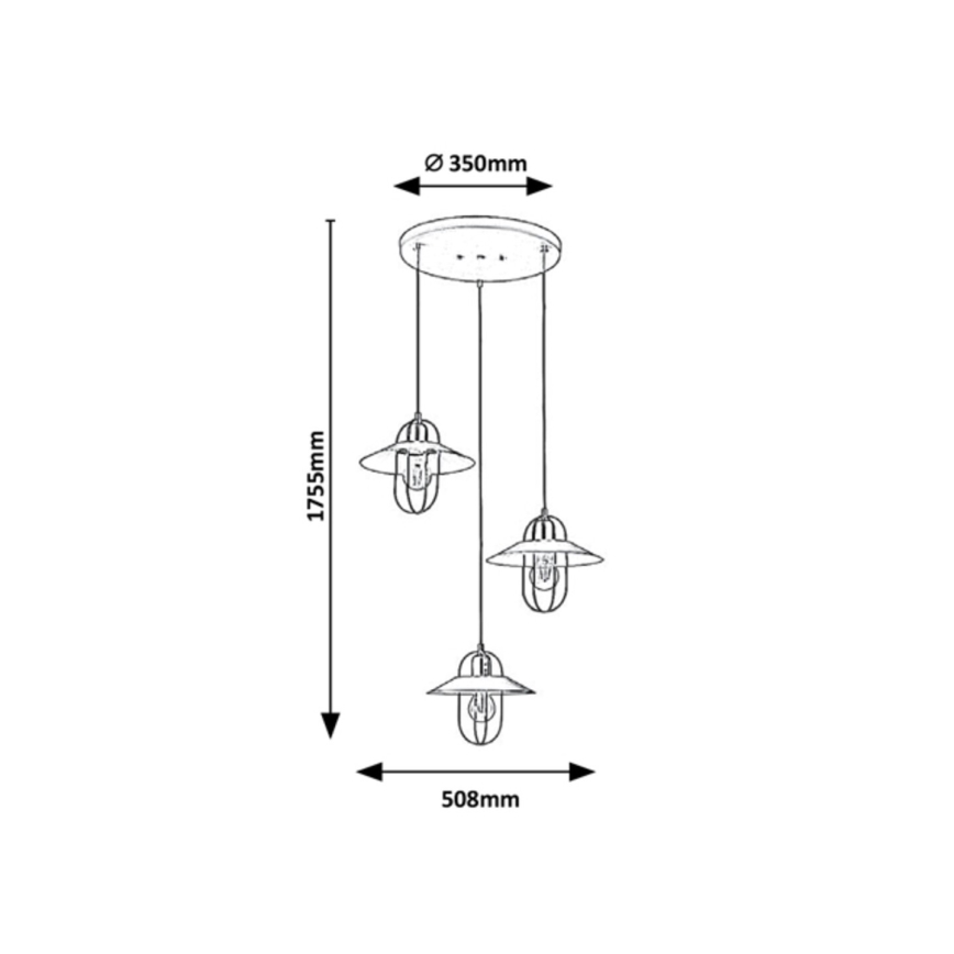 Rabalux - Lustra ar auklu 3xE27/40W/230V