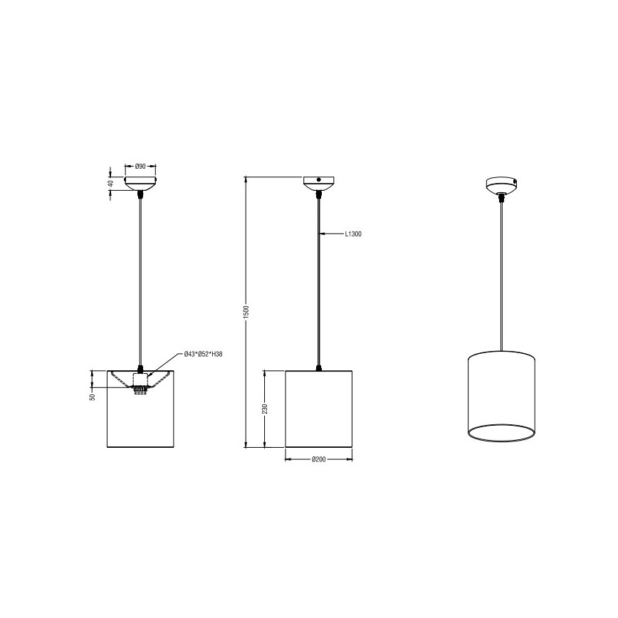 Reality - Lustra ar auklu CITY 1xE27/60W/230V spīdīgi hromēts