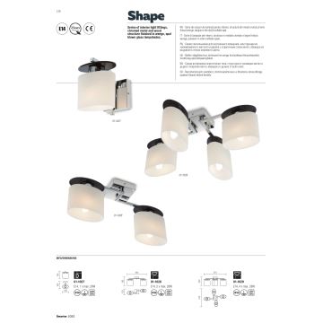 Redo 01-1028 - Virsapmetuma lustra SHAPE 2xE14/28W/230V