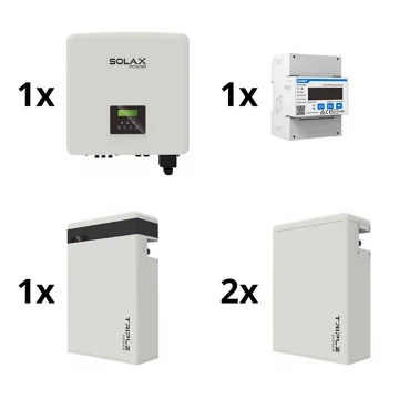 Saules enerģijas komplekts: 10kW SOLAX pārveidotājs 3f + 17,4 kWh TRIPLE Power akumulators + elektromērs 3f