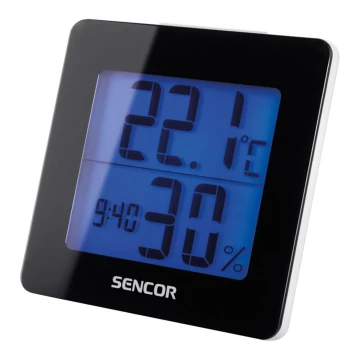 Sencor - Meteoroloģiskā stacija ar LCD displeju un modinātāju 1xAA melns