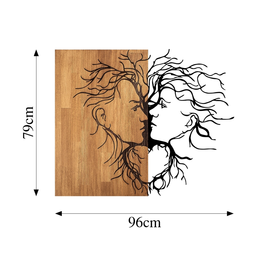 Sienas dekorācija 96x79 cm mīlestība koks/metāls
