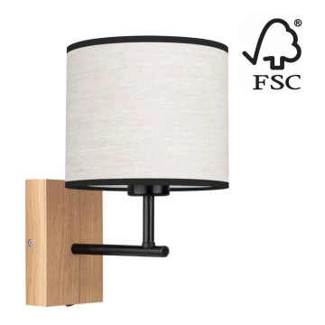 Sienas lampa BOHO 1xE27/25W/230V ozolkoka - FSC sertifikāts