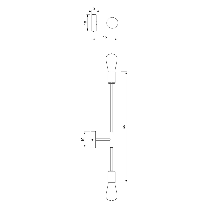 Sienas lampa FLAME 2xE27/60W/230V melna/spīdīgs hroms