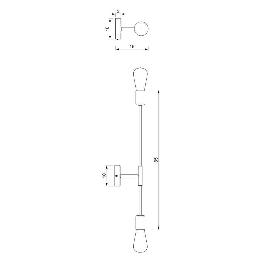 Sienas lampa FLAME 2xE27/60W/230V melna/zelta