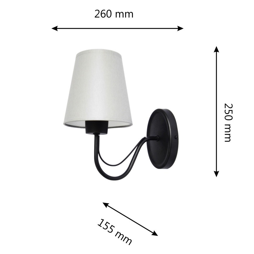 Sienas lampa MALBO 1xE27/60W/230V pelēka/melna