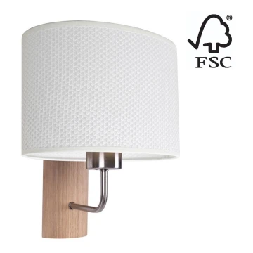 Sienas lampa MERCEDES 1xE27/25W/230V balta/ozols – FSC sertificēts