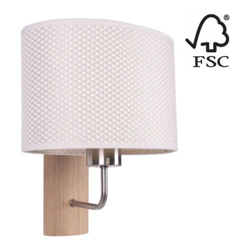 Sienas lampa MERCEDES 1xE27/25W/230V krēmkrāsa/ozols – FSC sertificēts