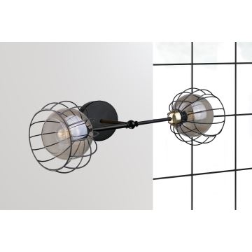 Sienas lampa SOLO BLACK 2xE27/60W/230V melna/zelta