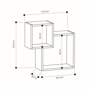 Sienas plaukts DIAMOND 57,5x57,5 cm balts