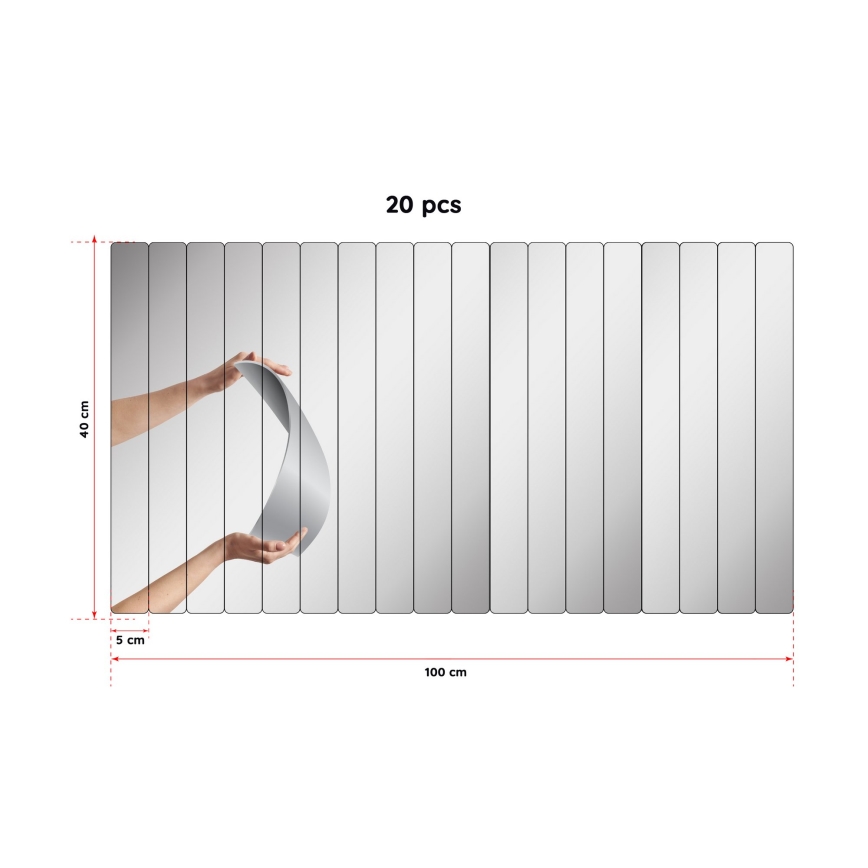 Sienas spogulis RECTANGULAR 100x40 cm - 20 parts