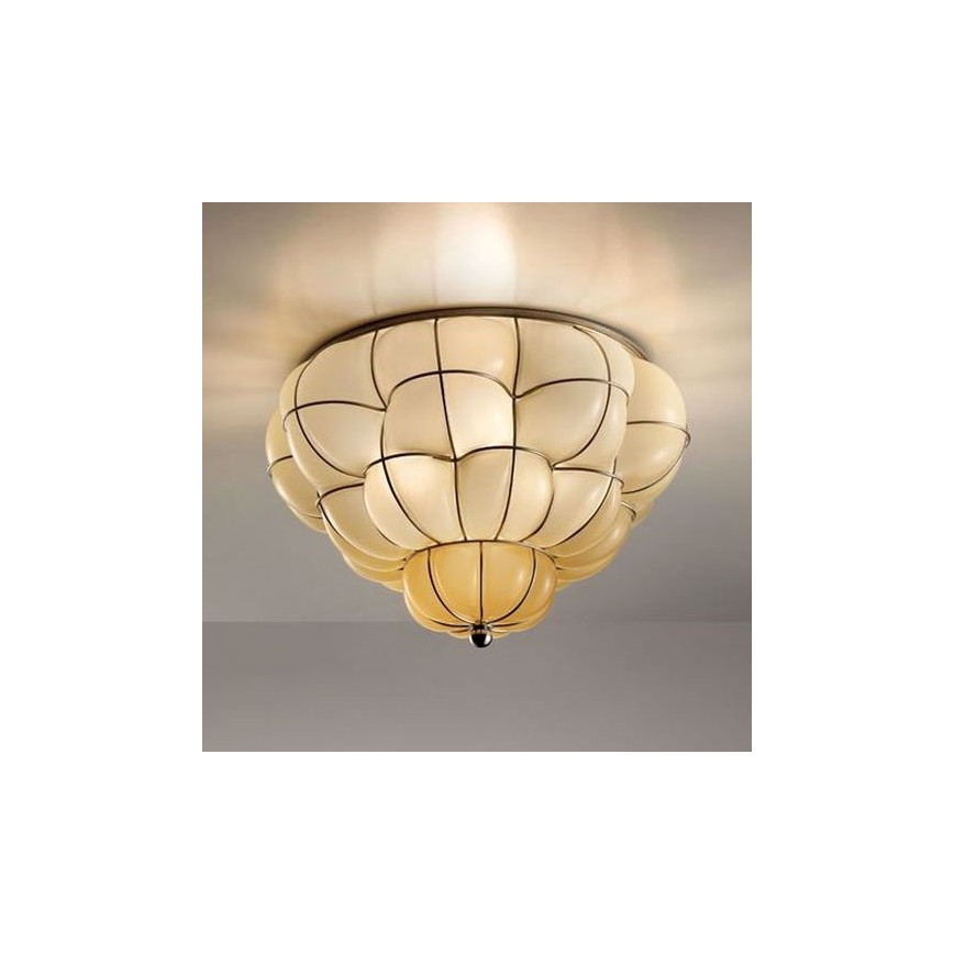 SIRU - Griestu lampa POUFF 3xE27/60W/230V hroms/bēša Venēcijas stikls