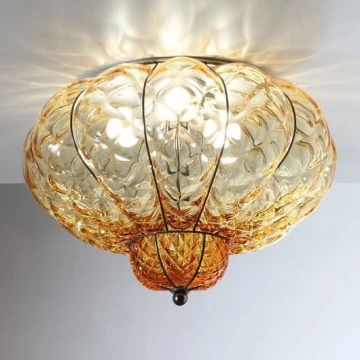 SIRU - Griestu lampa SULTANO 3xE14/40W/230V d. 34 cm bēša/melna Venēcijas stikls