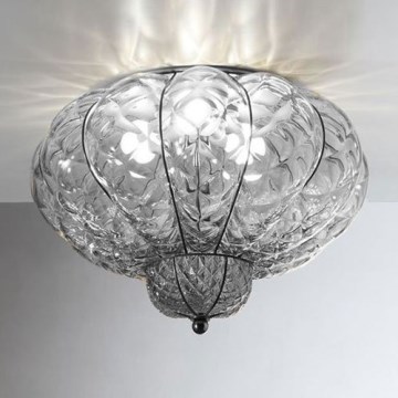 SIRU - Griestu lampa SULTANO 3xE14/40W/230V d. 34 cm caurspīdīga/melna Venēcijas stikls