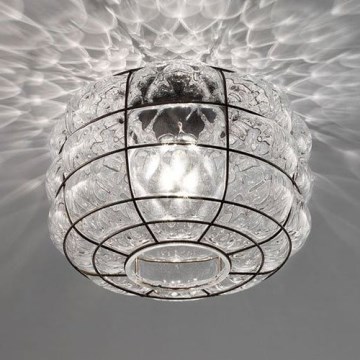 SIRU - Griestu lampa TERRA 1xE27/60W/230V melna/caurspīdīga Venēcijas stikls