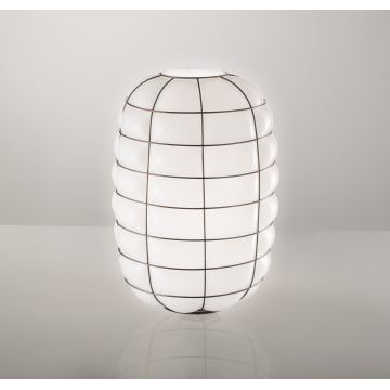 SIRU - Sienas lampa LANTERNA 1xE27/60W/230V melna/balta Venēcijas stikls