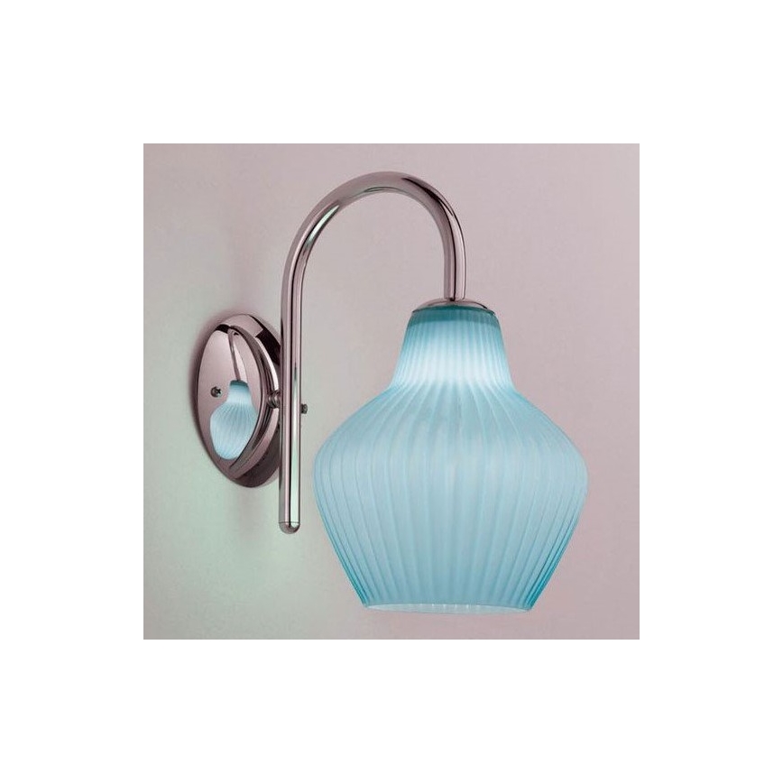 SIRU - Sienas lampa LONDON 1xE27/60W/230V zila/spīdīgi hromēts Venēcijas stikls