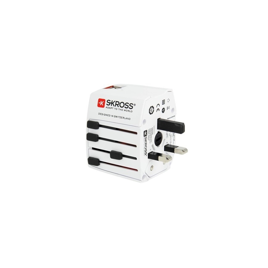 Starptautiskais ceļojumu adapteris 230V + 2x USB ports