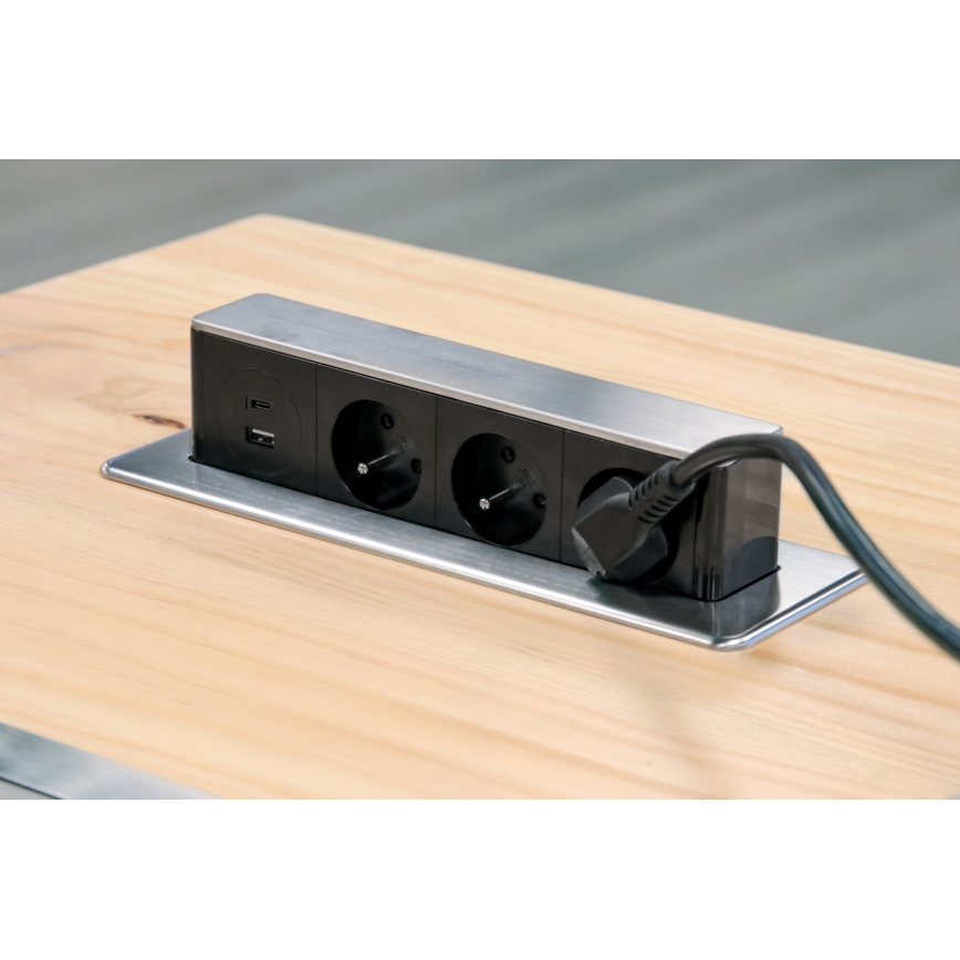 Kontaktligzda galda virsmai 3x230V + USB-A + USB-C