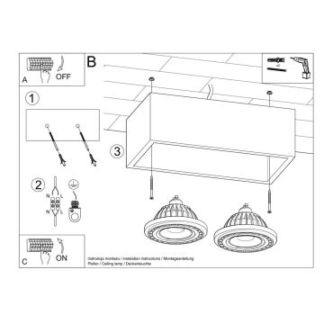 Griestu lampa QUATRO AR111 2xGU10/40W/230V betons