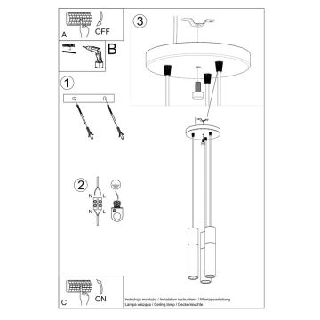 Lustra ar auklu PABLO 3xGU10/40W/230V melna/dižskābardis