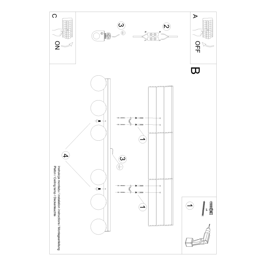 Griestu lampa YOLI 6xG9/12W/230V melna