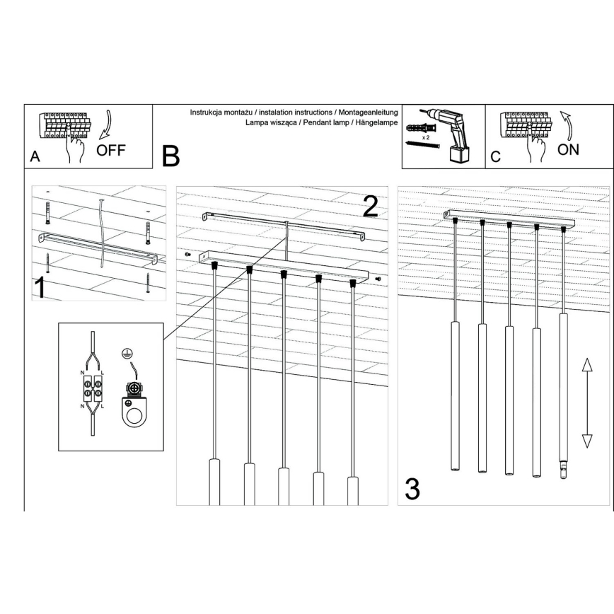 Lustra ar auklu PASTELO 5xG9/8W/230V zelta