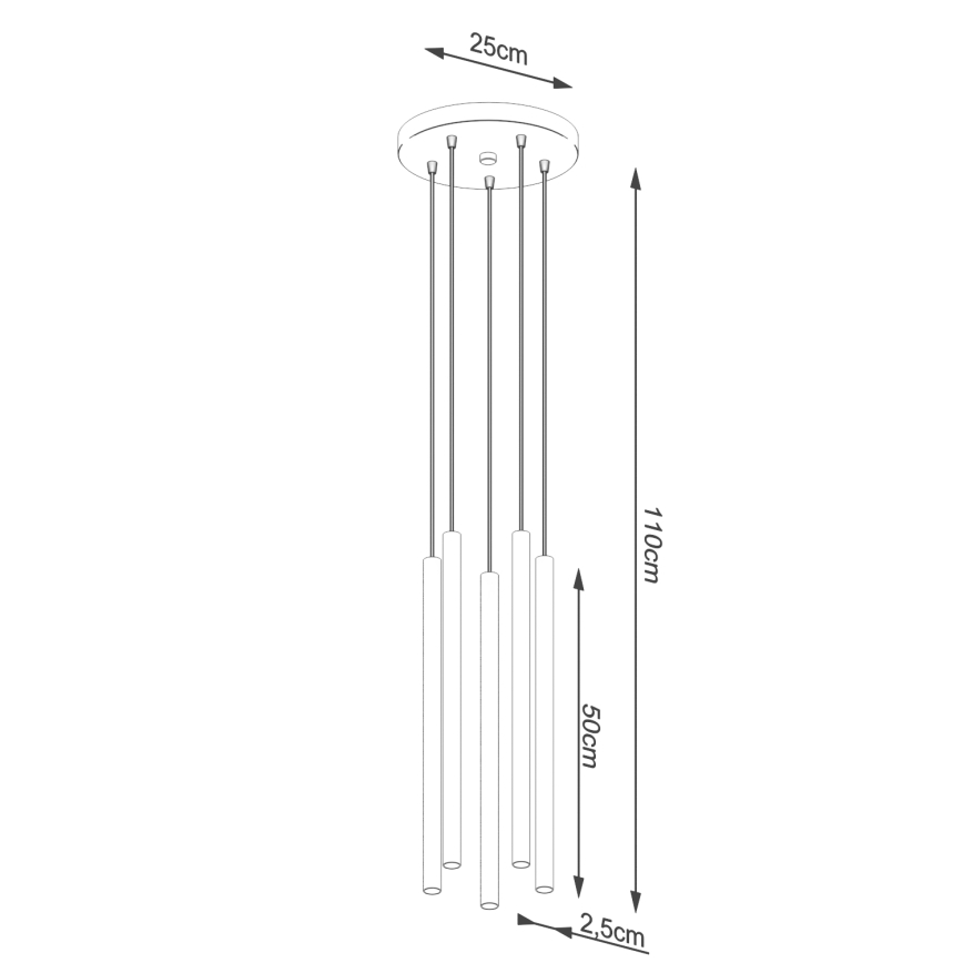 Lustra ar auklu PASTELO 5xG9/8W/230V zelta