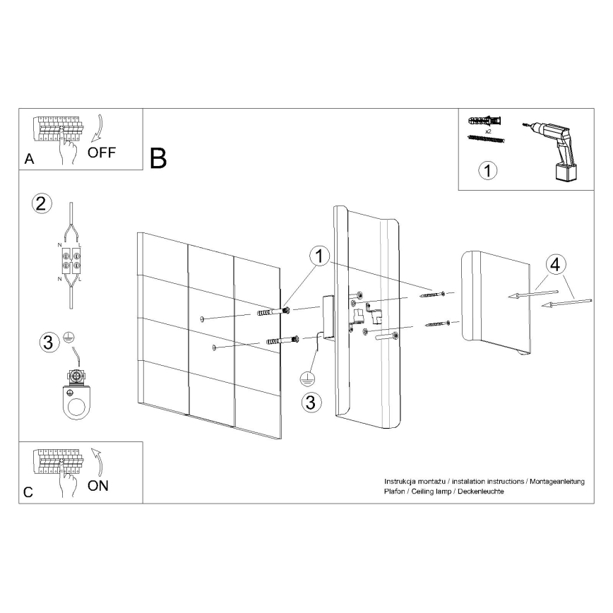 Sienas lampa DURLIN 2xG9/8W/230V zelta/melna