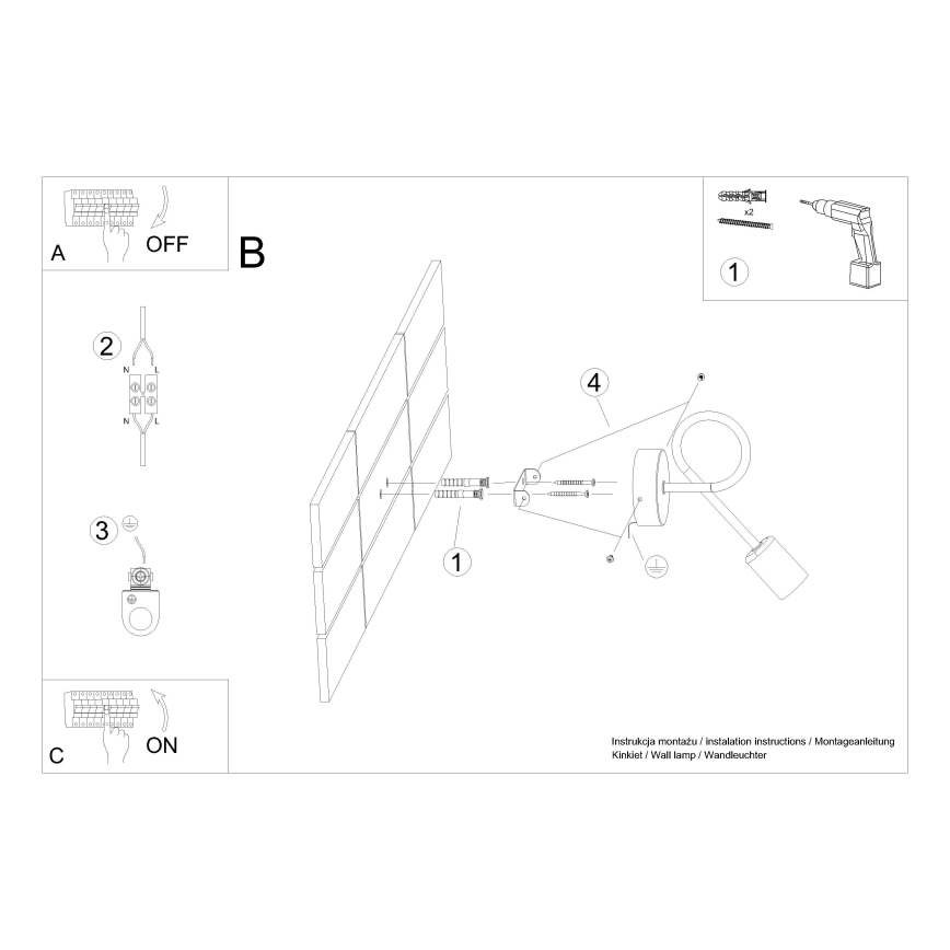 Sienas lampa LOOP 1xE27/15W/230V balta