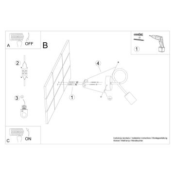 Sienas lampa LEVAR 1xE27/15W/230V melna